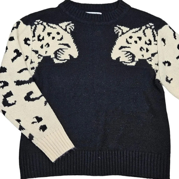 Angashion Sweaters - Angashion Sweater Punk Mod Rock Black Cat Animal Print Size Medium Very Soft